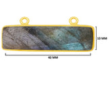 Labradorite Rectangle/Bar Pendant - Boho Chic Gemstone Necklace with 24kt Gold Elegance