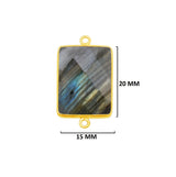 Labradorite Rectangle/Bar Pendant - Boho Chic Gemstone Necklace with 24kt Gold Elegance