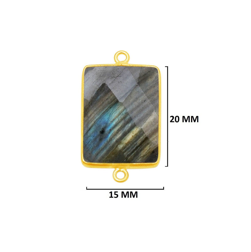 Labradorite Rectangle/Bar Pendant - Boho Chic Gemstone Necklace with 24kt Gold Elegance