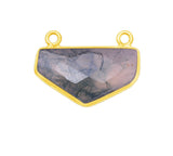 Moss Agate Chevron/Half Hexagon Pendant - Boho Chic Gemstone Necklace with 24kt Gold Elegance