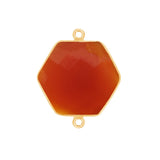 Carnelian Hexagon Pendant - Boho Chic Gemstone Necklace with 24kt Gold Elegance