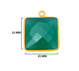 Green Onyx Square Pendant - Boho Chic Gemstone Necklace with 24kt Gold Elegance