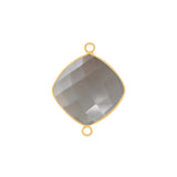 Gray Moonstone Stone Necklace for Jewelry Making 12mm 15mm 18mm Cushion/Diamond Bezel Charms Pendants Connectors 24K Gold Plated Over Silver