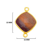 Mookaite Jasper Stone Necklace for Jewelry Making 12 15 18mm Cushion/Diamond Bezel Charms Pendants 24K Gold Plated Over 925 Sterling Silver