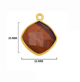 Mookaite Jasper Stone Necklace for Jewelry Making 12 15 18mm Cushion/Diamond Bezel Charms Pendants 24K Gold Plated Over 925 Sterling Silver