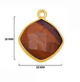 Mookaite Jasper Stone Necklace for Jewelry Making 12 15 18mm Cushion/Diamond Bezel Charms Pendants 24K Gold Plated Over 925 Sterling Silver