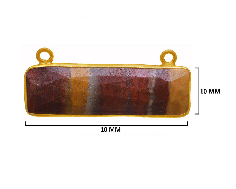 Mookaite Jasper Stone Necklace for Jewelry Making 10X40mm 15X20mm 8X30mm Rectangle/Bar Bezel Charms 24K Gold Plated Over 925 Sterling Silver