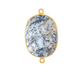 Dendrite Opal Oval Pendant - Boho Chic Gemstone Necklace with 24kt Gold Elegance