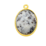 Dendrite Opal Oval Pendant - Boho Chic Gemstone Necklace with 24kt Gold Elegance