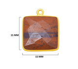 Mookaite Jasper Stone Necklace for Jewelry Making 15mm Square Bezel Charms Pendants Connectors 24K Gold Plated Over 925 Sterling Silver