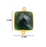 Serpentine Stone Necklace for Jewelry Making 15mm Square Bezel Charms Pendants Connectors 24K Gold Plated Over 925 Sterling Silver