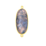 Moss Agate Oval Pendant - Boho Chic Gemstone Necklace with 24kt Gold Elegance