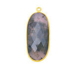 Moss Agate Oval Pendant - Boho Chic Gemstone Necklace with 24kt Gold Elegance