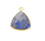 Rainbow Moonstone Triangle Pendant - Boho Chic Gemstone Necklace with 24kt Gold Elegance