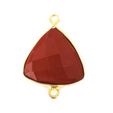 Red Jasper Triangle Pendant - Boho Chic Gemstone Necklace with 24kt Gold Elegance