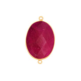 Ruby Stone Necklace for Jewelry Making 10X15 12X15 13X30 15X18 15X20 18X25 8X10 Oval Bezel Charms 24K Gold Plated Over 925 Sterling Silver