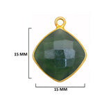 Serpentine Stone Necklace for Jewelry Making 12mm 15mm 18mm Cushion/Diamond Bezel Charms Pendants 24K Gold Plated Over 925 Sterling Silver