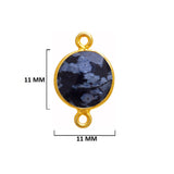 Snowflake Obsidian Stone Necklace for Jewelry Making 11mm 15mm 18mm Coin/Round Bezel Charms Pendant 24K Gold Plated Over 925 Sterling Silver