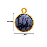 Snowflake Obsidian Stone Necklace for Jewelry Making 11mm 15mm 18mm Coin/Round Bezel Charms Pendant 24K Gold Plated Over 925 Sterling Silver