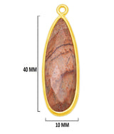 Picture Jasper Jewelry Making 10X40 12X15 15X18 18X25 22X30 25X35 8X26 Pear/Flat Teardrop Bezel 24K Gold Plated Over 925 Sterling Silver