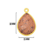 Picture Jasper Jewelry Making 10X40 12X15 15X18 18X25 22X30 25X35 8X26 Pear/Flat Teardrop Bezel 24K Gold Plated Over 925 Sterling Silver