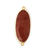 Red Jasper Oval Pendant - Boho Chic Gemstone Necklace with 24kt Gold Elegance