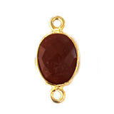Red Jasper Oval Pendant - Boho Chic Gemstone Necklace with 24kt Gold Elegance