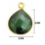 Serpentine Stone Necklace for Jewelry Making 12mm 15mm 18mm 25mm 30mm Heart Bezel Charms Pendants 24K Gold Plated Over 925 Sterling Silver