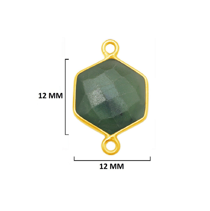 Serpentine Stone Necklace for Jewelry Making 12mm 15mm 18mm Hexagon Bezel Charms Pendant Connectors 24K Gold Plated Over 925 Sterling Silver