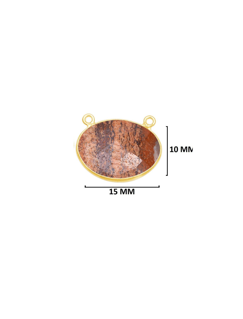 Picture Jasper Stone for Jewelry Making 10X15 12X15 13X30 15X18 15X20 18X25 8X10 Oval Bezel Charms 24K Gold Plated Over 925 Sterling Silver