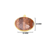 Picture Jasper Stone for Jewelry Making 10X15 12X15 13X30 15X18 15X20 18X25 8X10 Oval Bezel Charms 24K Gold Plated Over 925 Sterling Silver