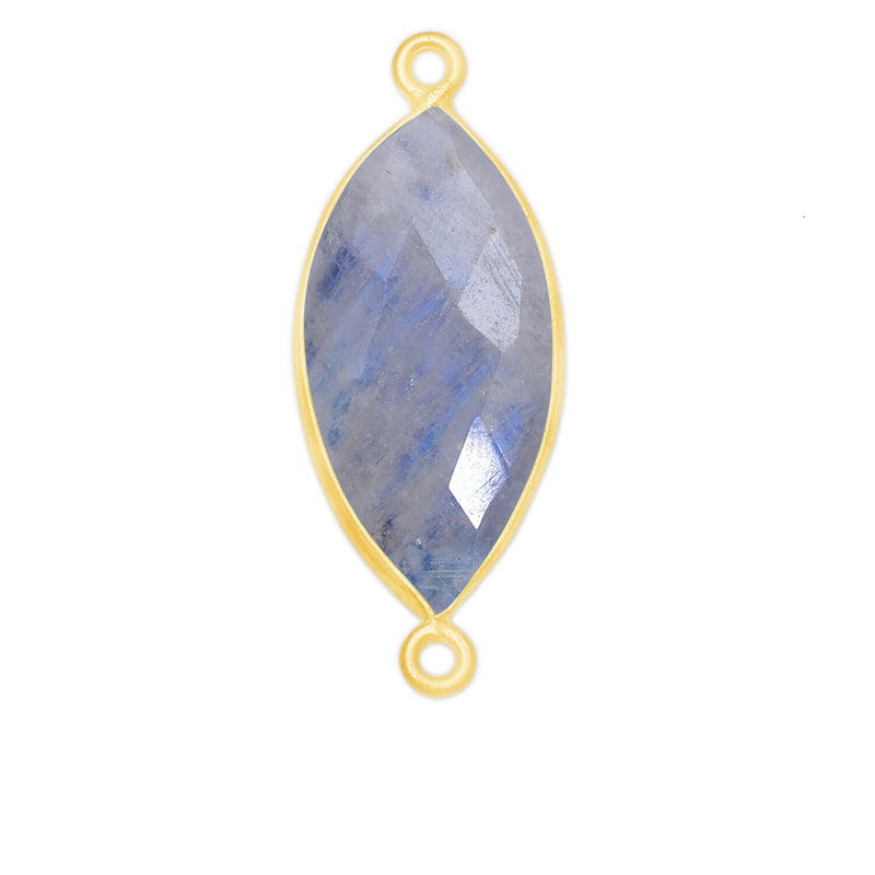 Rainbow Moonstone Marquise/Evil Eye Pendant - Boho Chic Gemstone Necklace with 24kt Gold Elegance