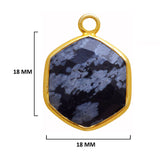 Snowflake Obsidian Stone Necklace for Jewelry Making 12mm 15mm 18mm Hexagon Bezel Charms Pendants 24K Gold Plated Over 925 Sterling Silver