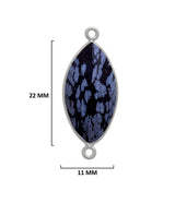 Snowflake Obsidian Stone Necklace for Jewelry Making 11X22mm Marquise/Evil Eye Bezel Charms Pendant 24K Gold Plated Over 925 Sterling Silver