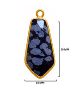 Snowflake Obsidian Stone Necklace for Jewelry Making 10X20mm Tie Bezel Charms Pendants Connectors 24K Gold Plated Over 925 Sterling Silver