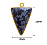 Snowflake Obsidian Stone Necklace for Jewelry Making 15mm 15X20mm 18X25mm Triangle Bezel Charms 24K Gold Plated Over 925 Sterling Silver