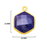 Sodalite Stone Necklace for Jewelry Making 12mm 15mm 18mm Hexagon Bezel Charms Pendants Connectors 24K Gold Plated Over 925 Sterling Silver