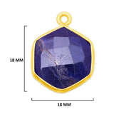 Sodalite Stone Necklace for Jewelry Making 12mm 15mm 18mm Hexagon Bezel Charms Pendants Connectors 24K Gold Plated Over 925 Sterling Silver