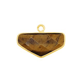 Tiger Eye Stone Necklace for Jewelry Making 17mm Chevron Bezel Charms Pendants Connectors 24K Gold Plated Over Silver