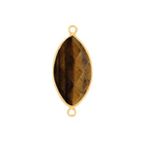 Tiger Eye Stone Necklace for Jewelry Making 11X22mm Marquise/Evil Eye Bezel Charms Pendants Connectors 24K Gold Plated Over Silver