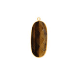 Tiger Eye Stone Necklace for Jewelry Making 10X15 12X15 13X30 15X18 15X20 18X25 8X10mm Oval Bezel Charms Pendant 24K Gold Plated Over Silver