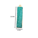 Green Druzy Bar Pendant: 24K Gold Plated Sterling Silver Bezel (8X30mm)