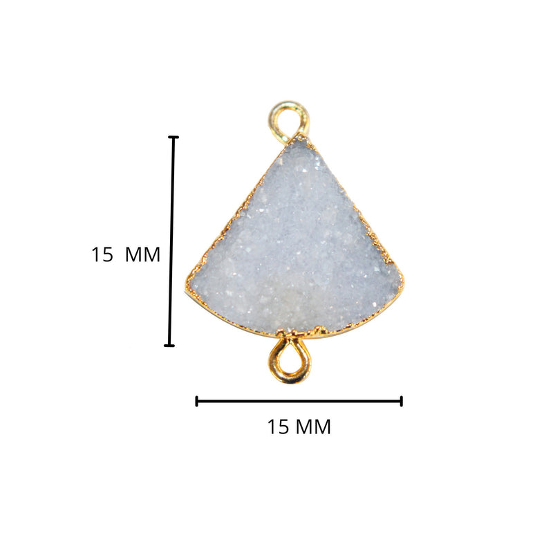Gray druzy natural bezel charms connectors, 15mm bell-shaped 24k gold electroplated women jewelry-making earrings, bracelets, necklaces, and DIY crafts.
