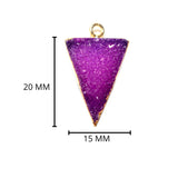 Purple druzy natural bezel charms pendants, 15X20mm triangle-shaped24k gold electroplated women jewelry-making earrings, bracelets, necklaces, and DIY crafts.