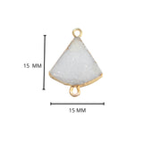White druzy natural bezel charms connectors, 15mm bell-shaped 24k gold electroplated women jewelry-making earrings, bracelets, necklaces, and DIY crafts.