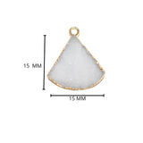 White druzy natural bezel charms pendants, 15mm bell-shaped 24k gold electroplated women jewelry-making earrings, bracelets, necklaces, and DIY crafts.