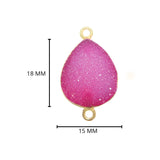 Pink Druzy Stone Necklace for Jewelry Making 12X15 12X30 15X18 8X26 Pear/Flat Teardrop Bezel Charms 24K Gold Plated Over 925 Sterling Silver
