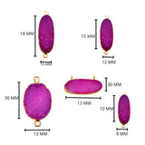 Purple druzy natural bezel charms connectors, 13X30mm oval-shaped 24k gold electroplated women jewelry-making earrings, bracelets, necklaces, and DIY crafts.