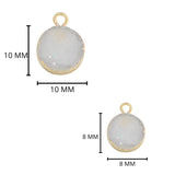 24K Gold Plated Sterling Silver White Druzy Charm Connector (8mm-18mm)