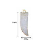 Gray druzy natural bezel charms pendants, 8X24mm sword-shaped 24k gold electroplated women jewelry-making earrings, bracelets, necklaces, and DIY crafts.